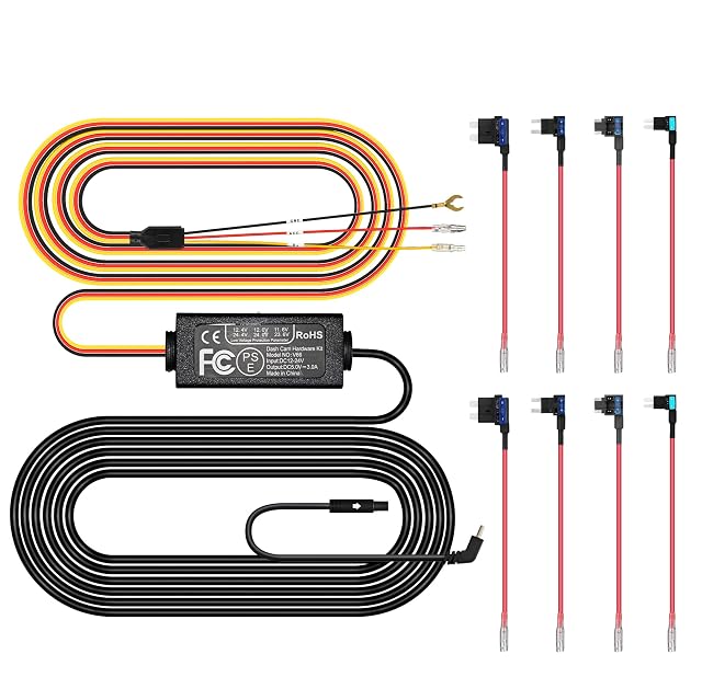 Pelsee Dash Cam Hardwire Kit Full Set Hard Wire Kit Fuse for P1 Duo Dash Cam Only 12V-24V