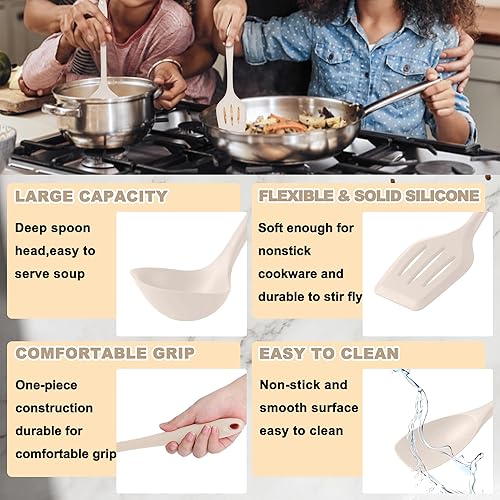 Miniatura 4 de E-far Juego de utensilios de cocina de silicona de 10 piezas, resistentes al calor, utensilios de cocina antiadherentes, herramientas de cocina con