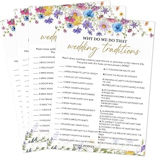 Wildflowers Wedding Shower Games, Wedding Traditions Bridal Shower Game Cards, Flowers Bachelorette Party Games, Wedding Card for Engagement Party Supplies, Set of 25, 11