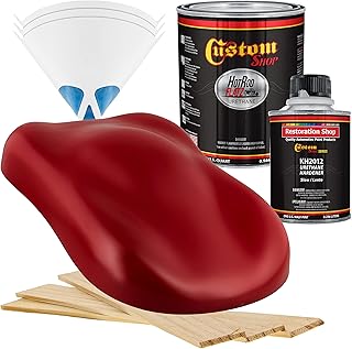 Custom Shop - Blood Red - Hot Rod Flatz Flat Matte Satin Urethane Auto Paint - Complete Quart Paint Kit - Professional Low Sheen Automotive, Car Truck Coating, 4:1 Mix Ratio