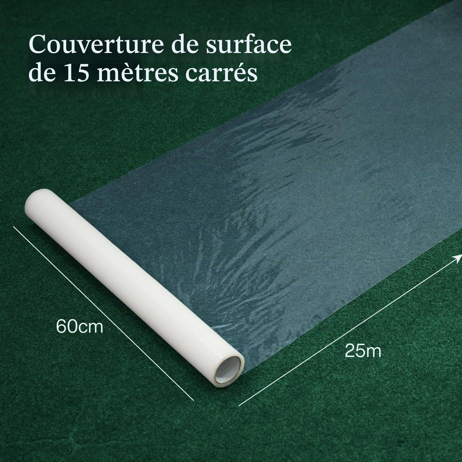 Rouleau de film de protection en plastique transparent autocollant pour tapis de voiture 90 microns 25 m
