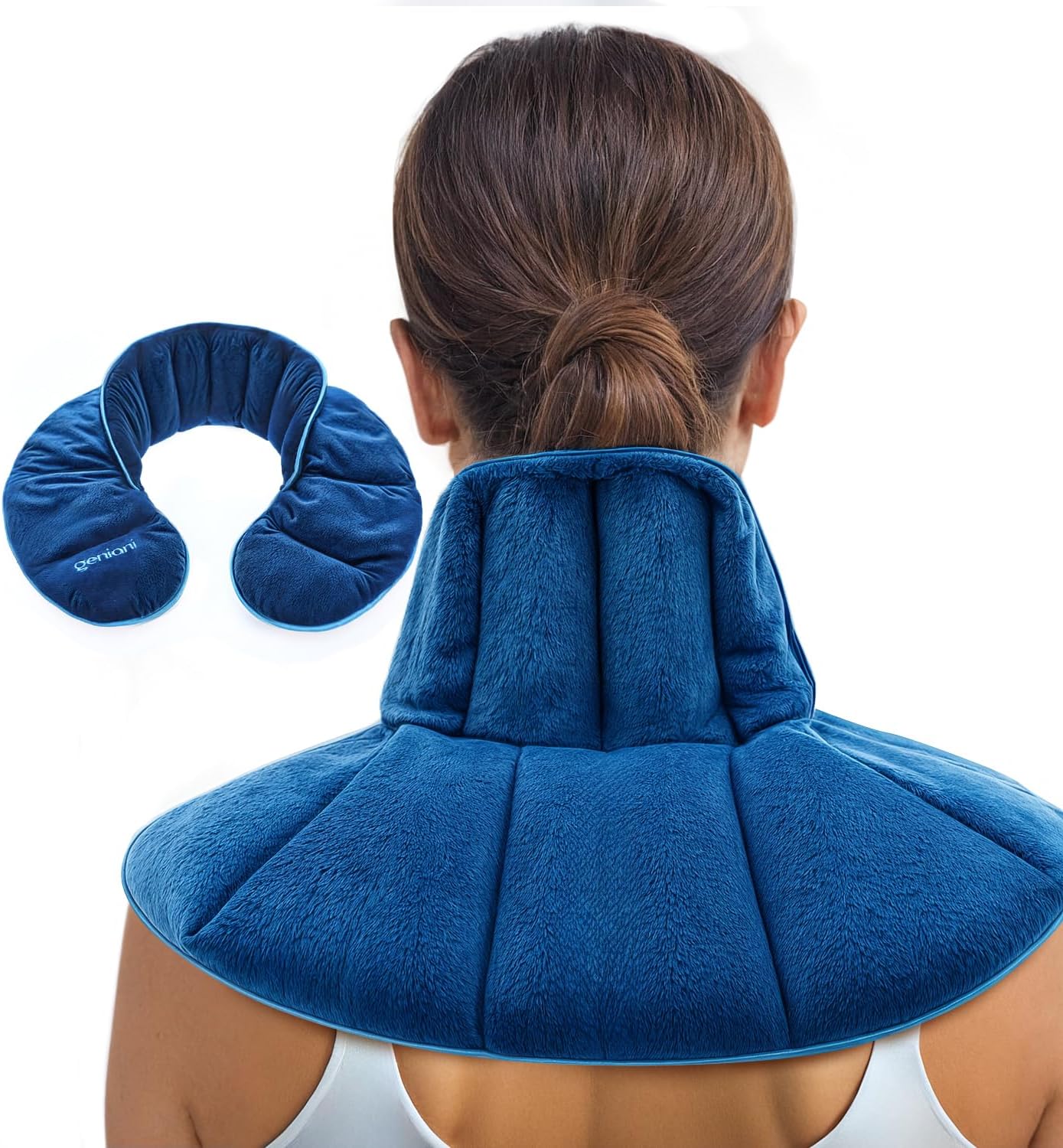GENIANI Microwavable Heating Pad for Neck and Shoulders with Herbal Aromatherapy - Calming Weighted Cordless Neck Wrap - Heat Pad for Pain Relief - Microwave Heating Pad, Gifts for her (Space Blue)