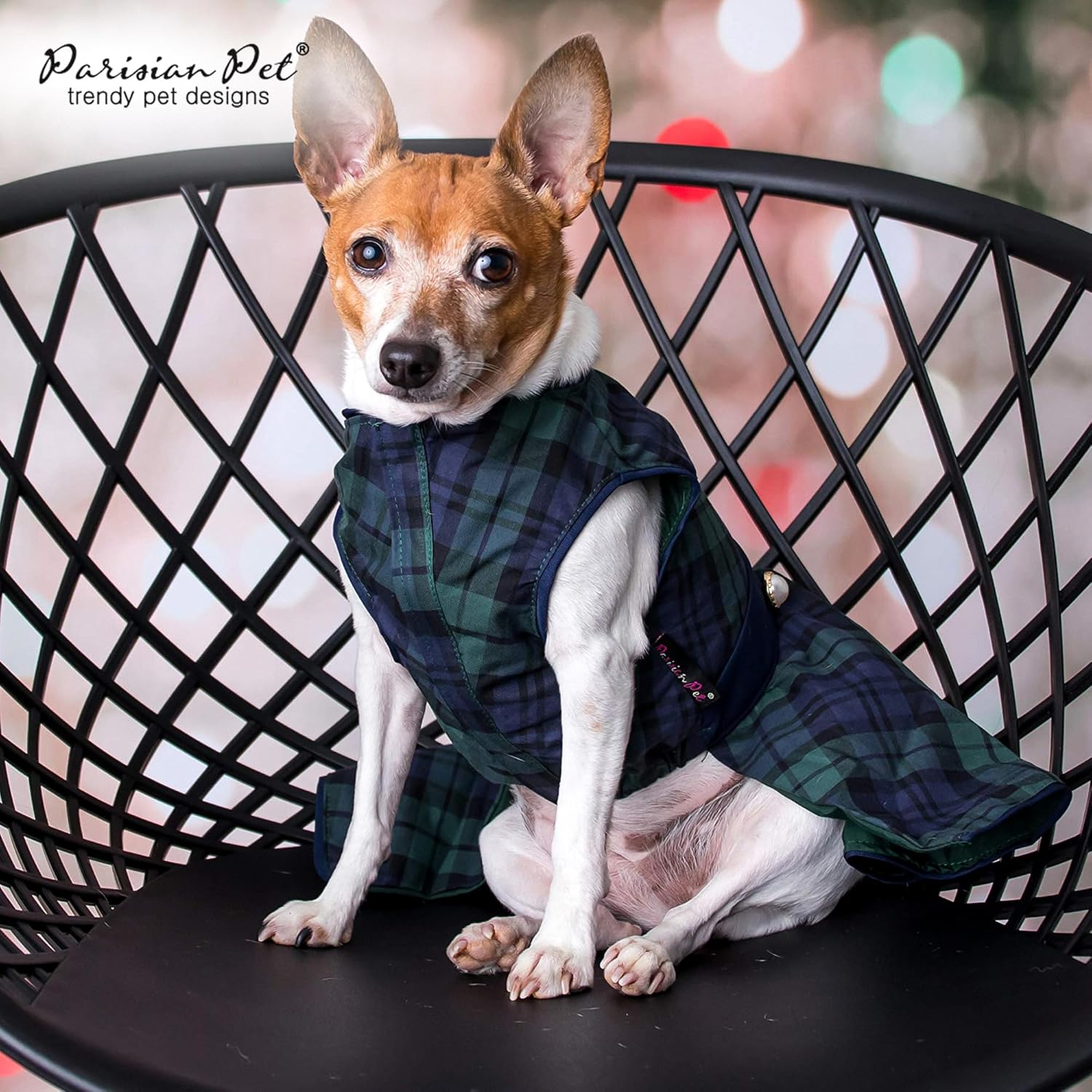 Parisian Pet Scottish Dog Dress - Festive Holiday Clothes for Medium Dogs Girl - Plaid Green Pet Dress - Stylish Dog Wedding Outfit - Lightweight Puppy Clothes - Sleeveless Party Dresses for Dogs