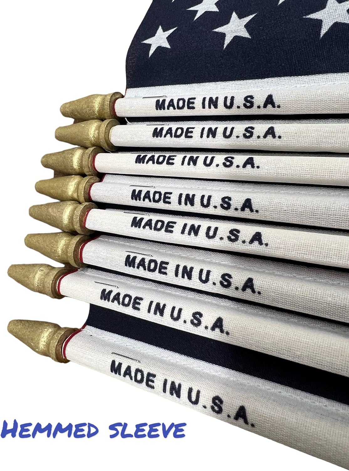 12x18 Inch Heavy Duty US American Hand held Grave Marker Cemetery Stick Flags with Sewn Pole Sleeve and No Fray Edges 30 inch (Pointed Bottom Dowel) for easy ground placement Made in USA (8) - Image 3