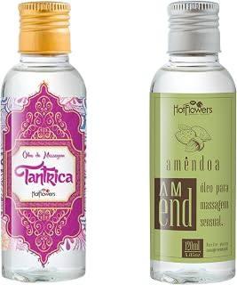 Kit com Óleo Para Massagem Tântrica Massagem Sensual Erótica 120 ml + Óleo de Amêndoas Para Massagem Sensual Deslizante 120 ML