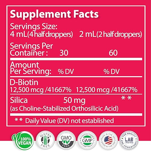 Miniatura 4 de BIOTINA líquida vegana con sílice procolágeno 12,500mcg. Apoya un cabello saludable, piel brillante, uñas fuertes. Aumenta la energía. Para hombres