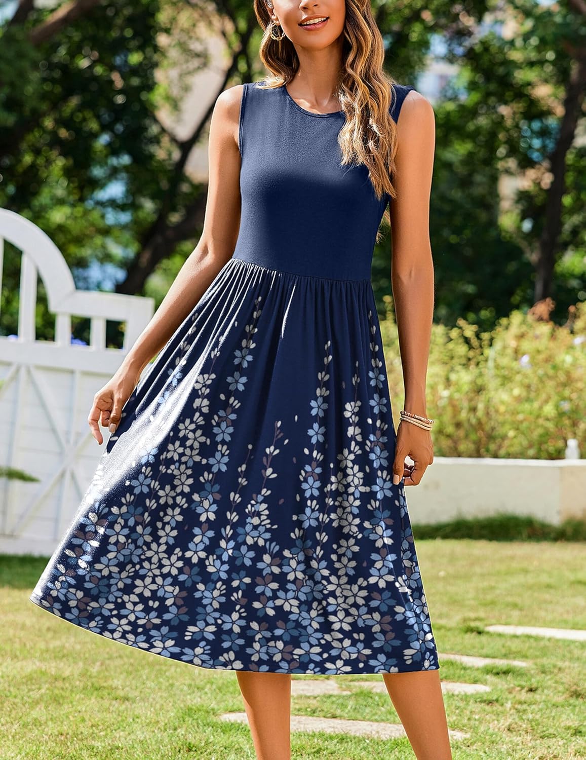 Zeagoo Women's Summer Tank Midi Dress with Pockets Floral Sleeveless A-Line Casual Loose T-Shirt Dresses Beach Sundress 2026 - Image 3