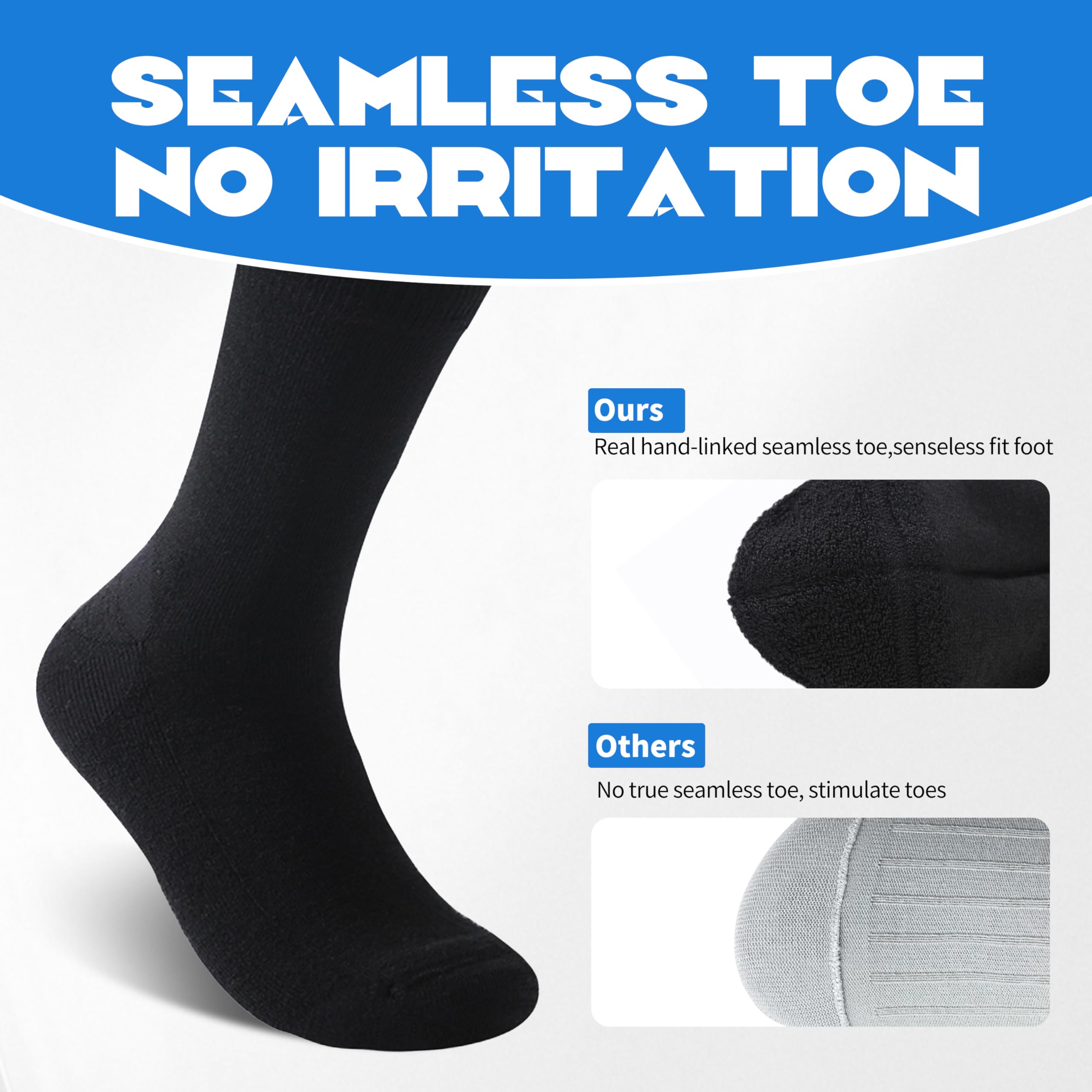 Forcool Calcetines para diabéticos de lana merina, sin ataduras, sueltos, acolchados, para hombres y mujeres, M/L/XL, 3 pares
