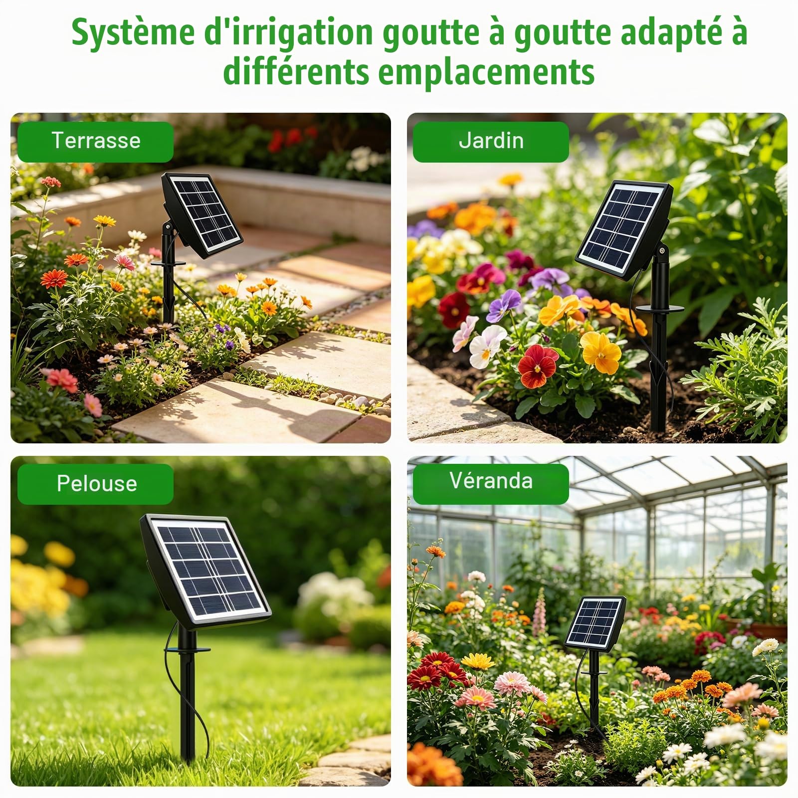 Système D'arrosage Solaire, Arrosage Goutte a Goutte Automatique Pour Jardin Avec Tuyau De 15 M, Pour 15 Pots, Alarme Automatique, Arroser Les Plantes, Pour Le Jardin, Le Balcon
