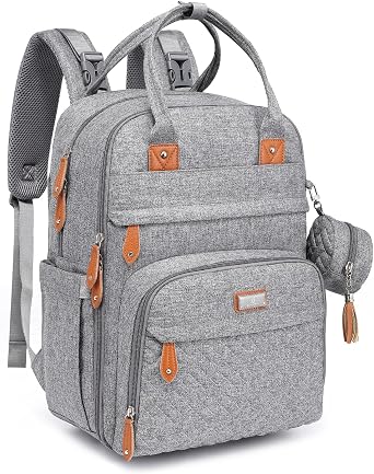 BabbleRoo Baby Changing Bag Backpack, Nappy Changing Back Pack Diaper Bags with Changing Mat & Pacifier Holder for Mom & Dad