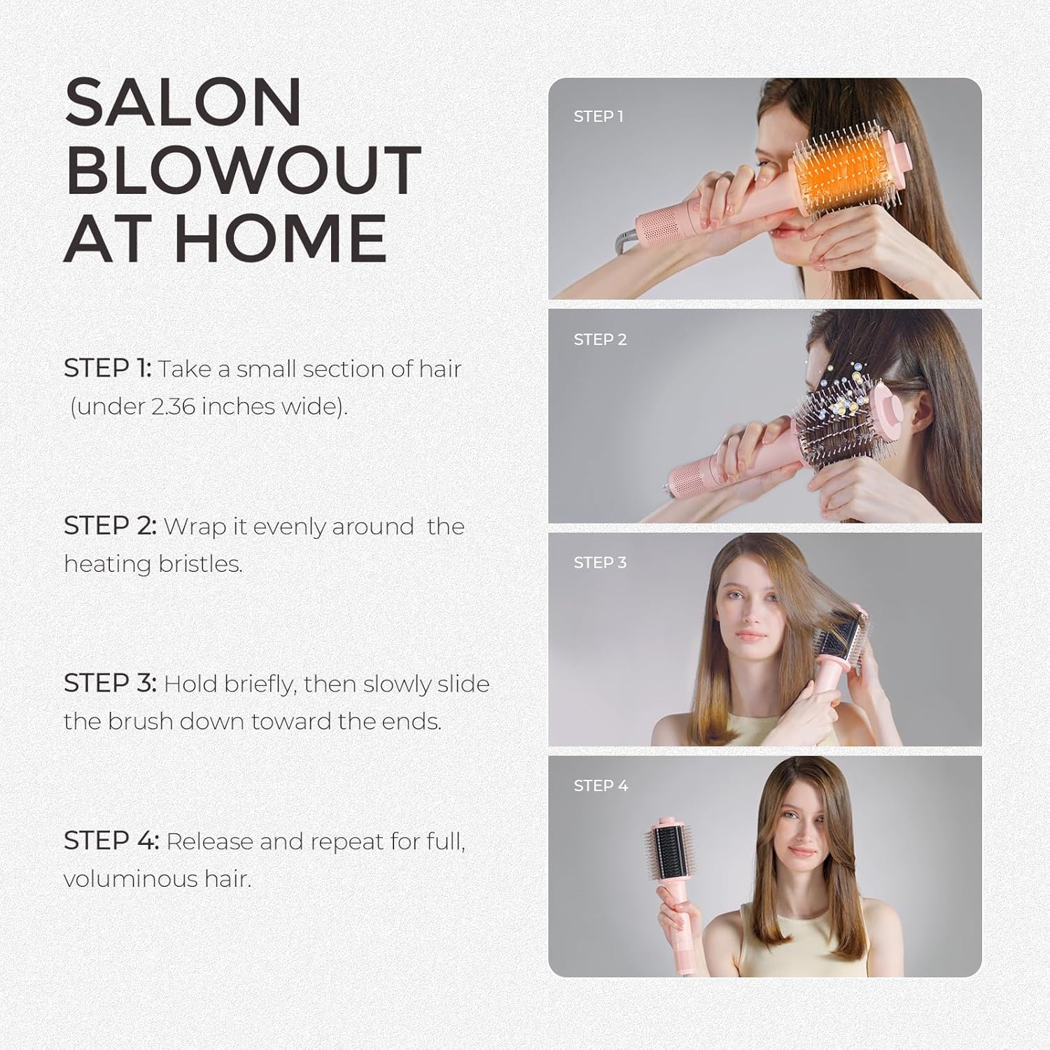 TYMO 4.0 Hair Blow Dryer Brush - Lightweight 3X Faster Drying 5-in-1 Ionic Blowout Hair Dryer Brush Adds Shine, Volume & Fullness for Smooth, Anti-Frizz Straight, Curl & Blowout Styles, Metal Grey - Image 9