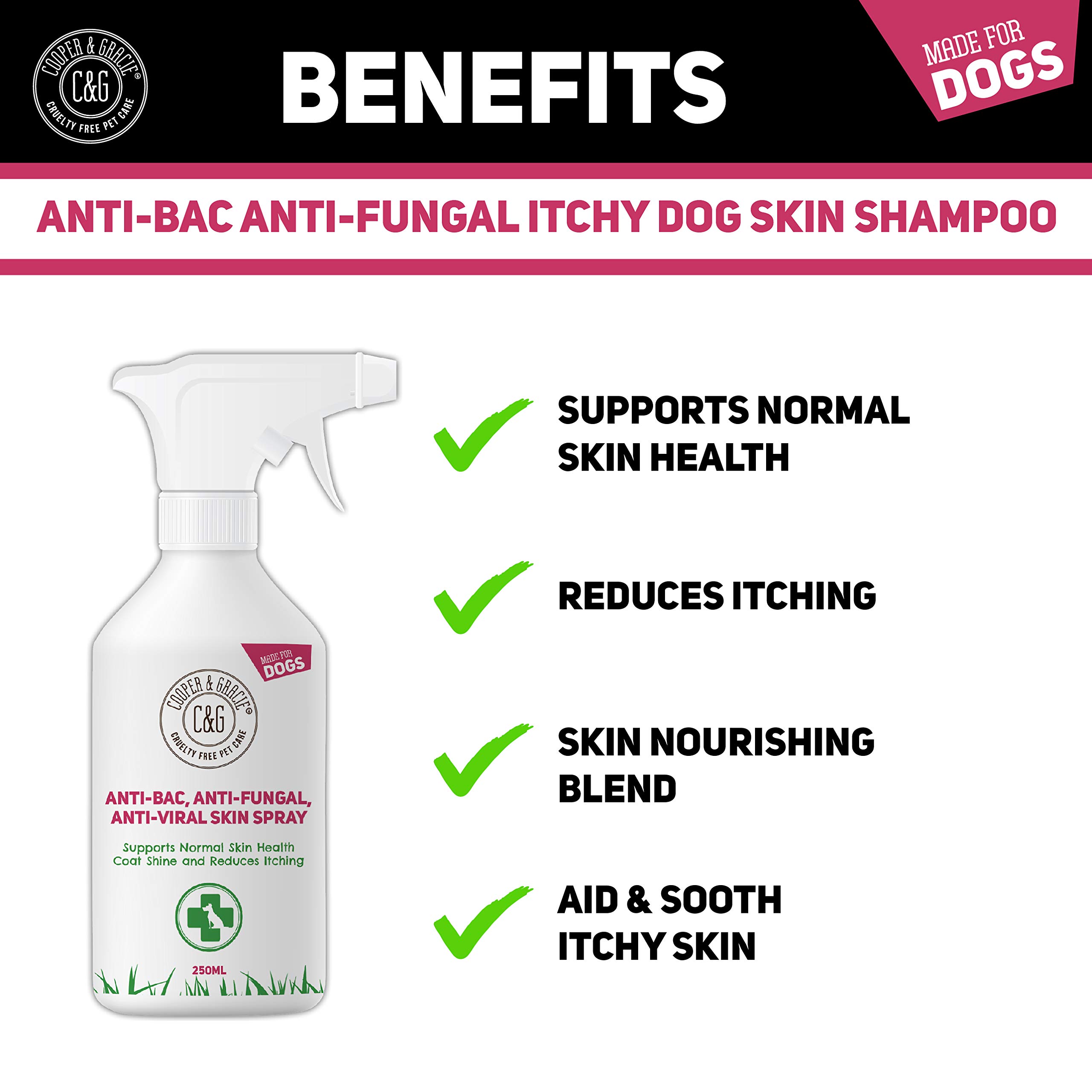 C&G Pets Antibacterial Anti Fungal Itchy Dog Spray Dogs Allergy Itch