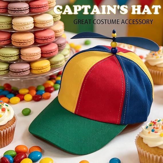 2Pcs Propeller Hat Adult, Helicopter Hat for Parties and Festivals, Funny Hats for Adults with Spinning Propeller,Size 54-58 cm Head Circumference