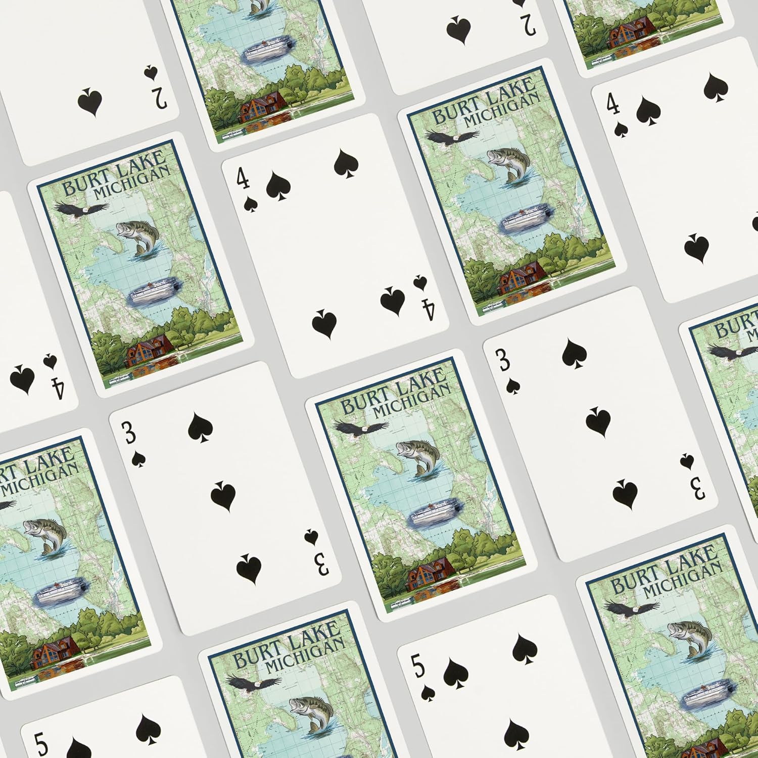 Lantern Press Burt Lake, Michigan, Nautical Chart, 52 Playing Cards for Adults, Poker Size Card Deck