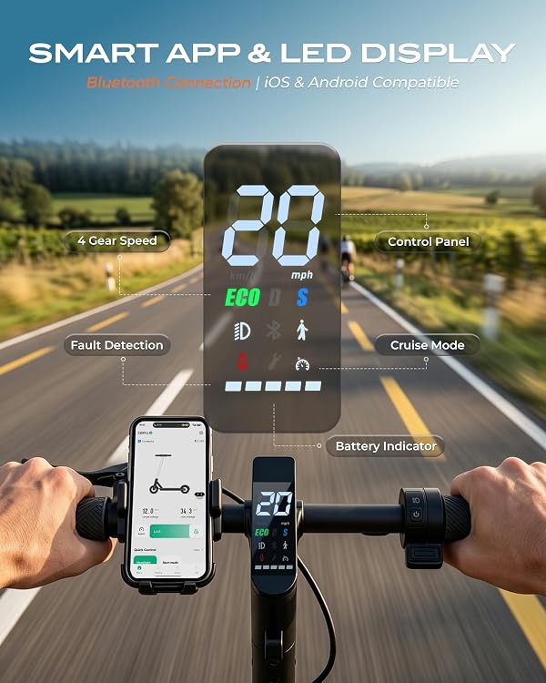 Electric Scooter for Adults Peak 600W, 20MPH, 22 Miles Long Range, 8.5" Tire Foldable Commuter E-Scooter with App, Dual Suspension, Dual Braking System by KOWOEE - Used condition - Image 4