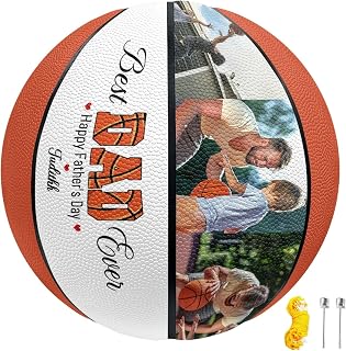 Best Dad Ever,Personalized Basketball with Photo and Name,Indoor and Outdoor with Text,Customized Gift for Dad,Son,Friend