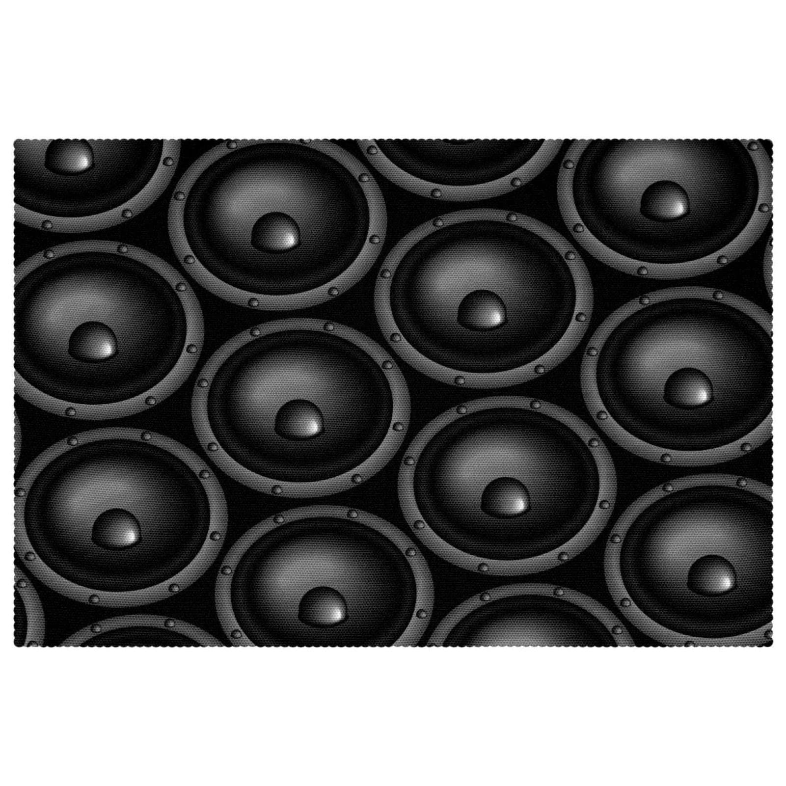 Set de table motif haut-parleur noir pour repas en musique