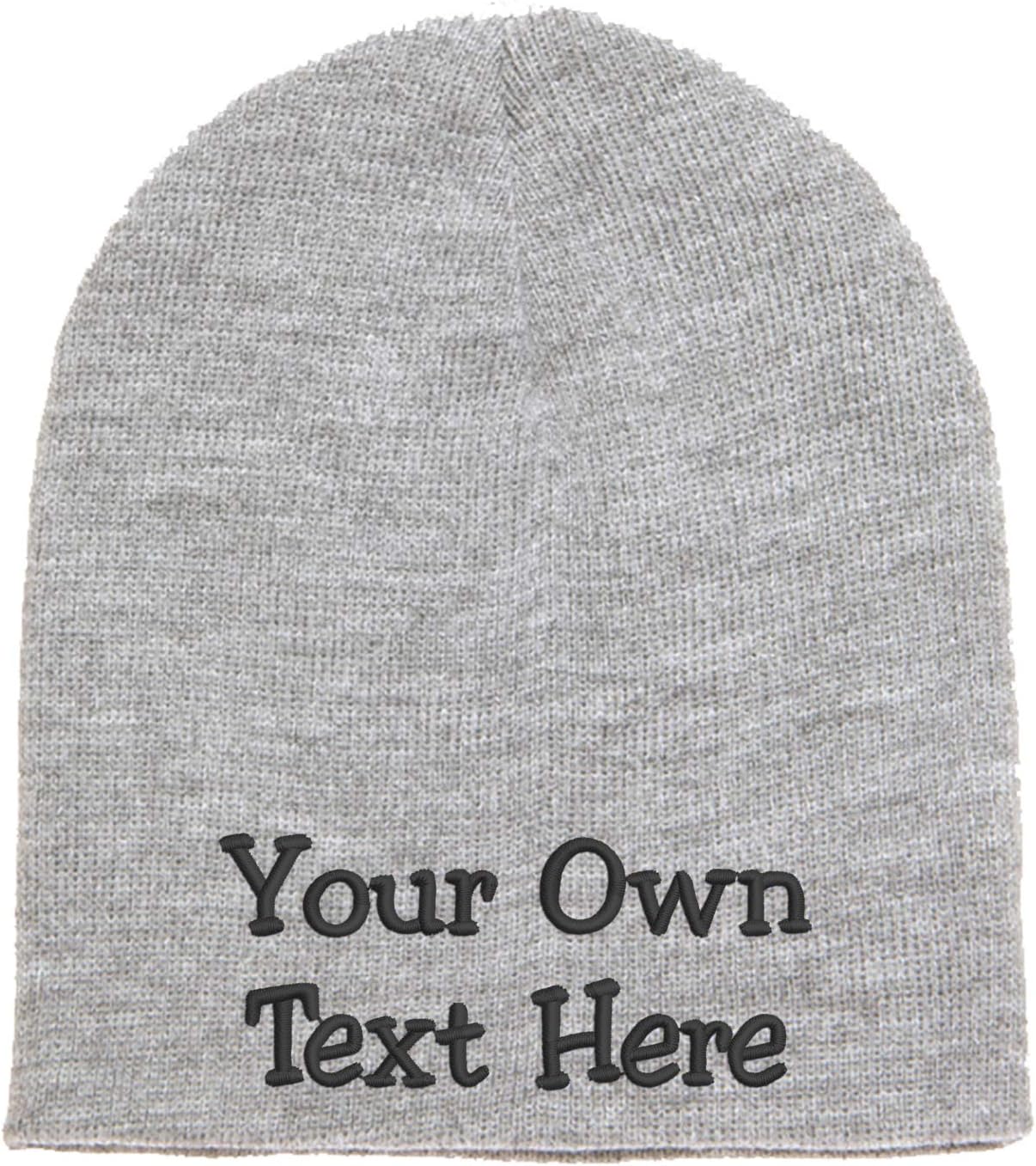 Custom Embroidered Beanie Men Women Unisex Plain Cuffless Knit Skull Cap Hat