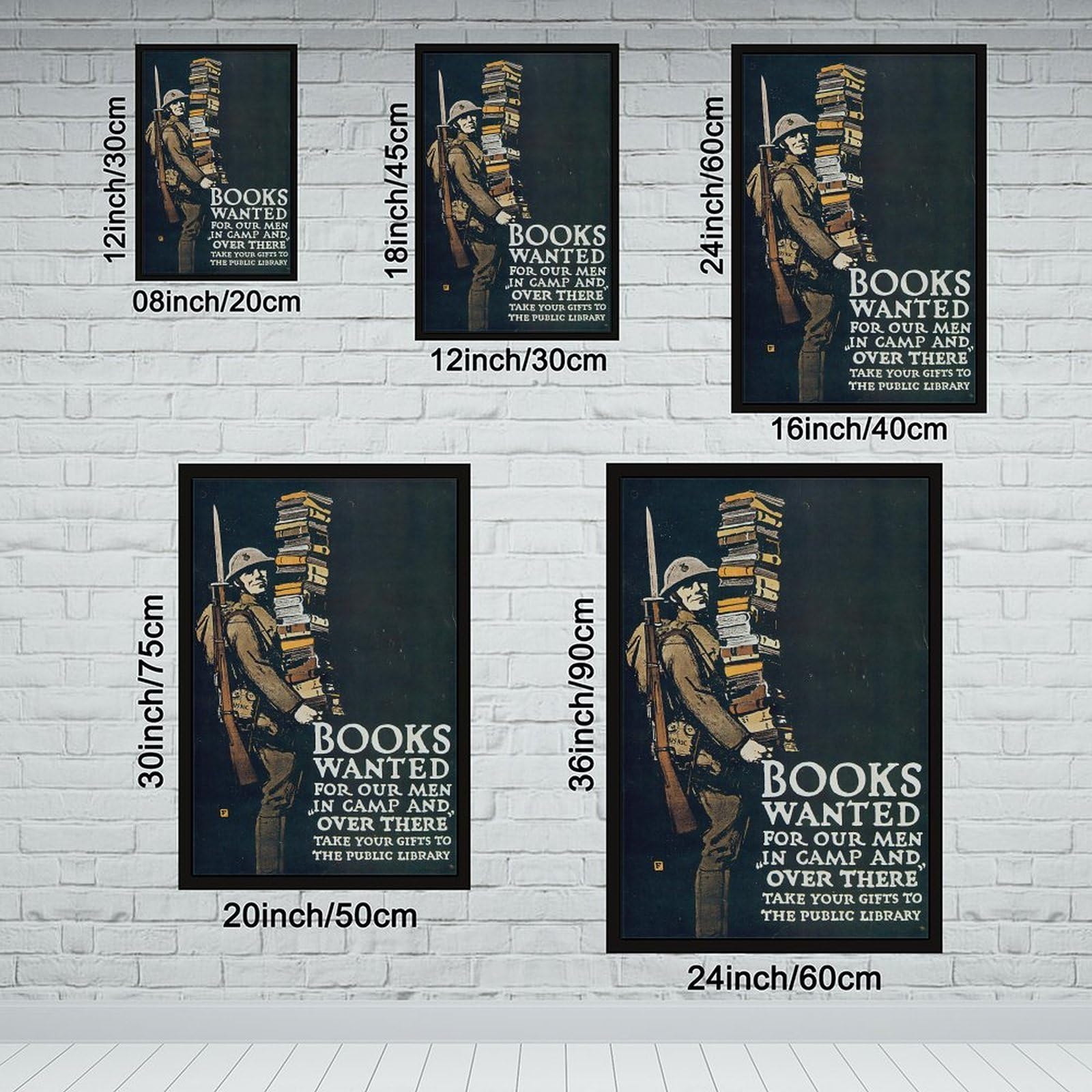 WCYB Libros buscados por nuestros hombres sobre allí 1941 de historia de Estados Unidos, impresiones en lienzo, pinturas decorativas para pared, marco para colgar, 50,8 cm de largo x 76,2 cm de ancho
