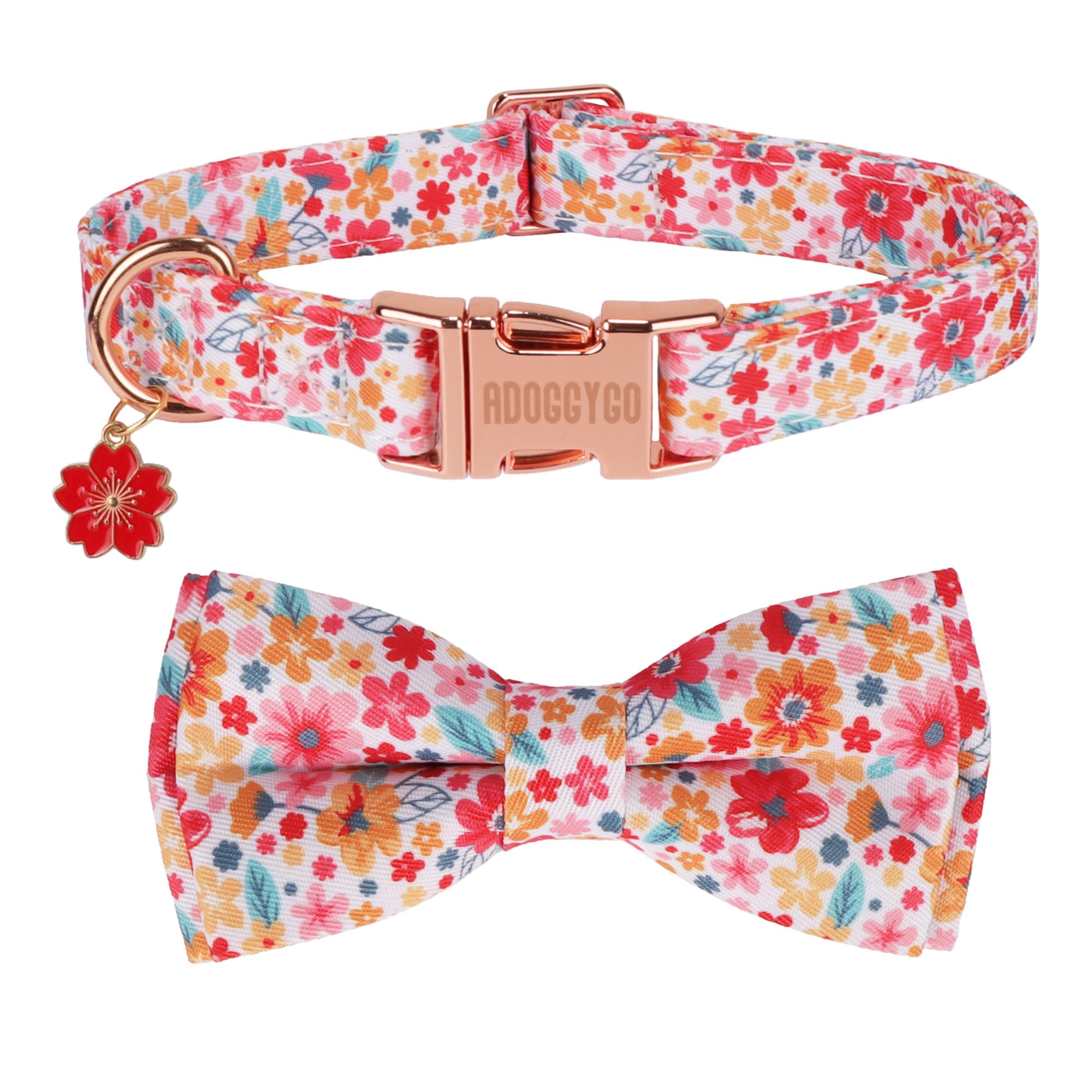ADOGGYGO Floral Dog Collar Metal Buckle