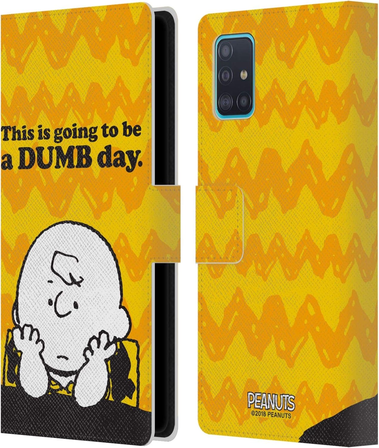 Head Case Designs Officially Licensed Peanuts Dumb Day Charlie Brown Leather Wallet Case Compatible with Samsung Galaxy A51 (2019)