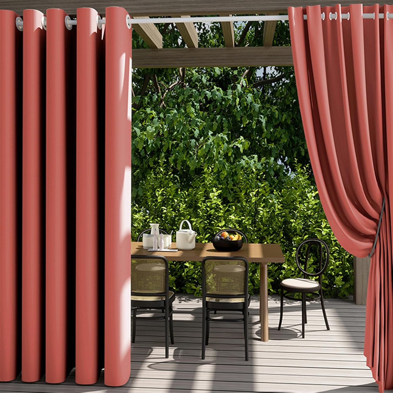 2 Panels Outdoor Curtains Waterproof Blackout Weatherproof Outside Drapes Thermal Insulated Grommet Top Privacy Panels for Patio, Porch, Backyard, Beige, 28" W x 47" L