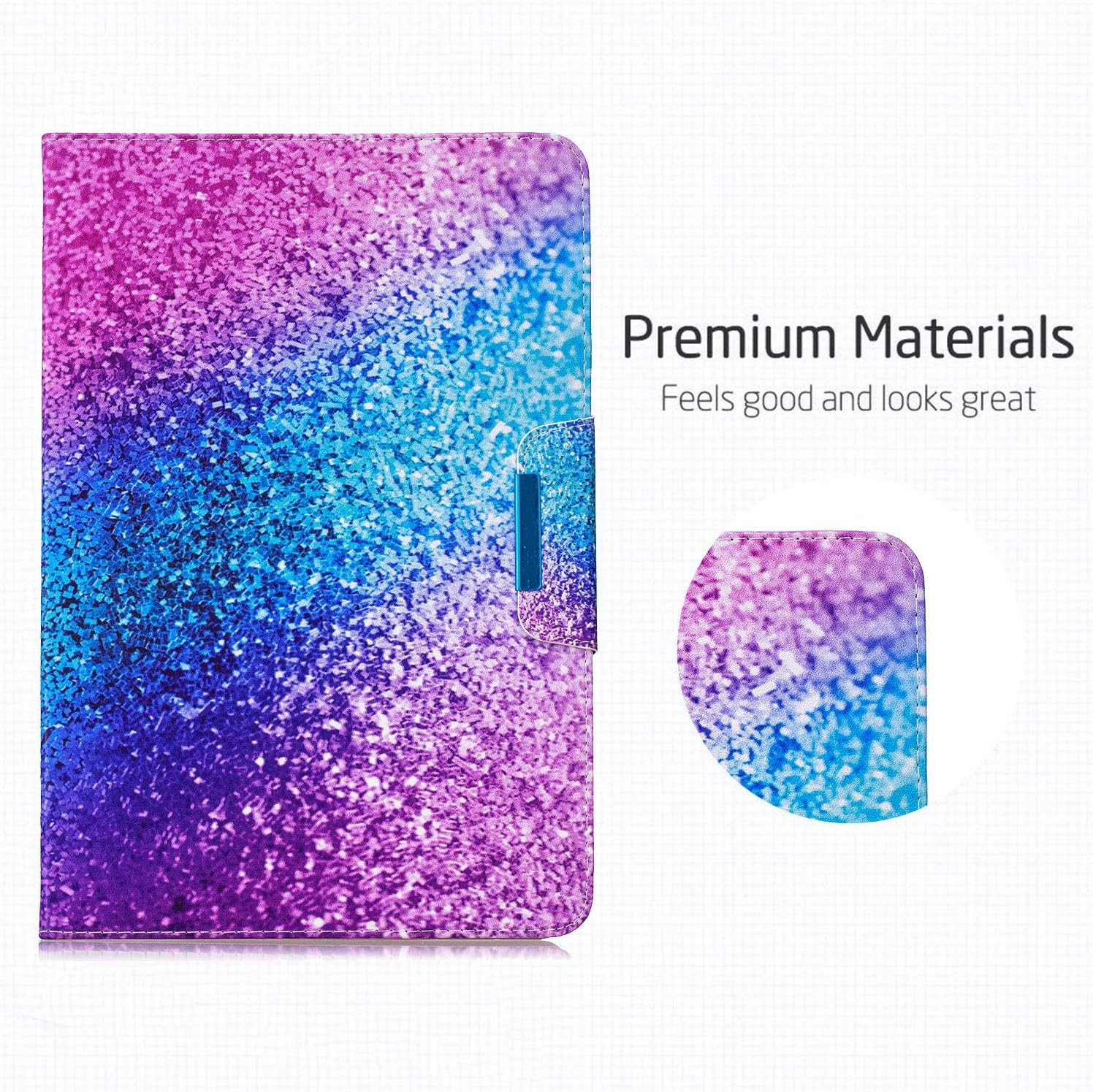 10 inch Case Universal, PU Leather Stand Magnetic Case with Card Slots Cover for 9.5-10.5 inch New iPad 9.7, Air 1 2, Fire HD 10,Samsung Tab A/Tab E Tab S4, and More 10" Tab, Rainbow Sand