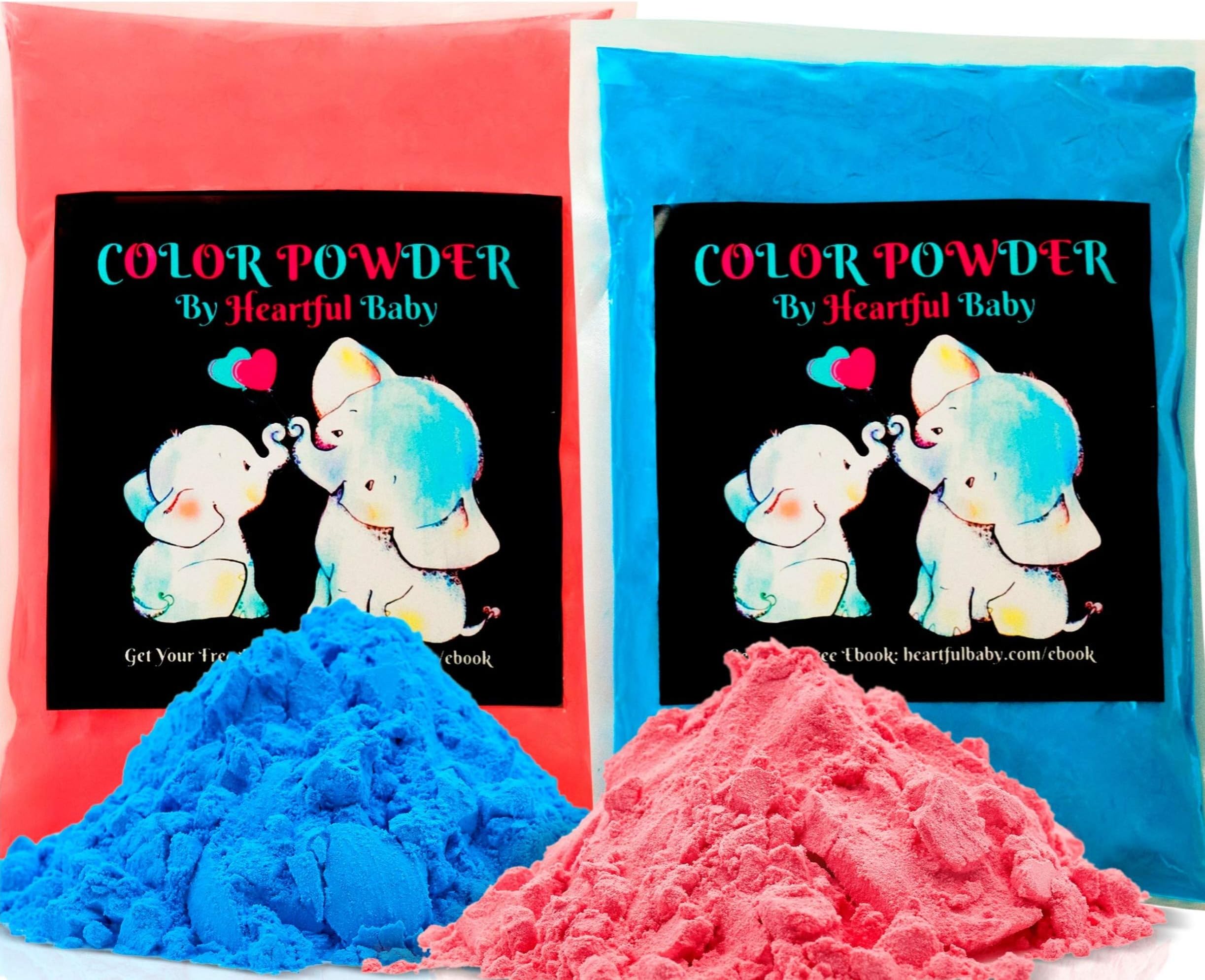 Baby Gender Reveal Party Supplies - 2lb Pink and 2 lb Blue Color Powder Bag - FREE BONUS EBOOK - Girl or Boy Announcement - Holi Festival Colored Powdered Smoke Bomb - Car Exhaust Burnout - 5k Fun Run