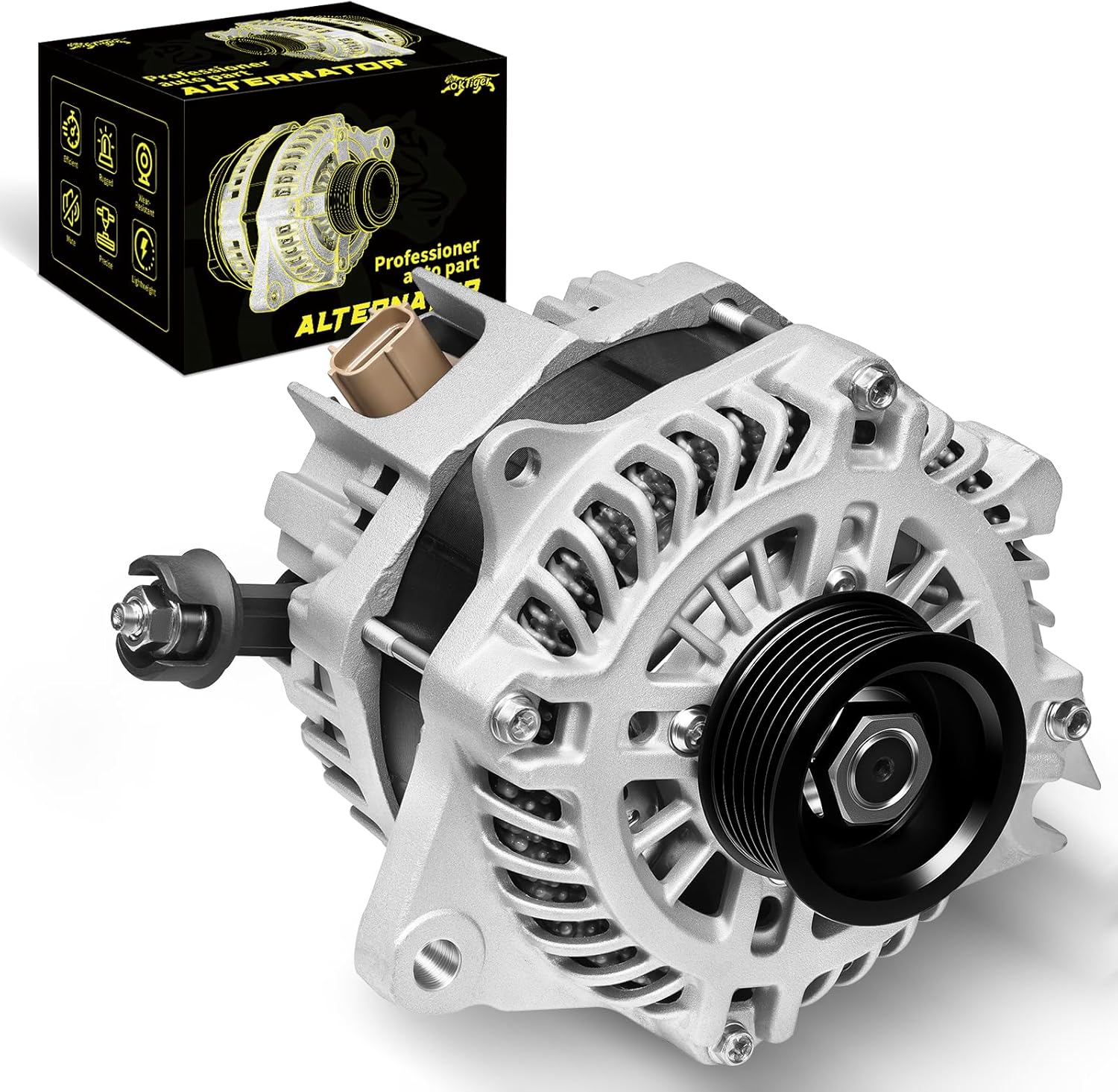 Oktiger New 175A Alternator for Ford Explorer Base Limited Xlt 2011 2012 3.5L, Flex 2009 2010 3.5L, Taurus 2010-2012 Edge Sport, for Lincoln Mks Mkt Mkx 12V 175Amp CW 6-Groove Pulley, OE 8A4T-10300-AC