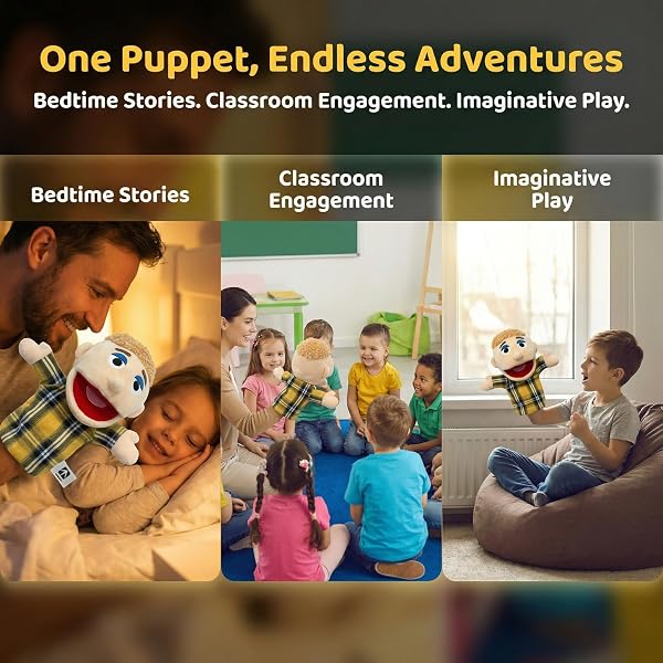 LOMTRATS Marionnettes familiales,Comprend Grand-père,Grand-mère,Papa,Maman,Fille,Fils avec Bouche Ouverte Mobile,parfaites pour raconter des Histoires,enseigner,Cadeaux d'anniversaire,1 Pcs - 4