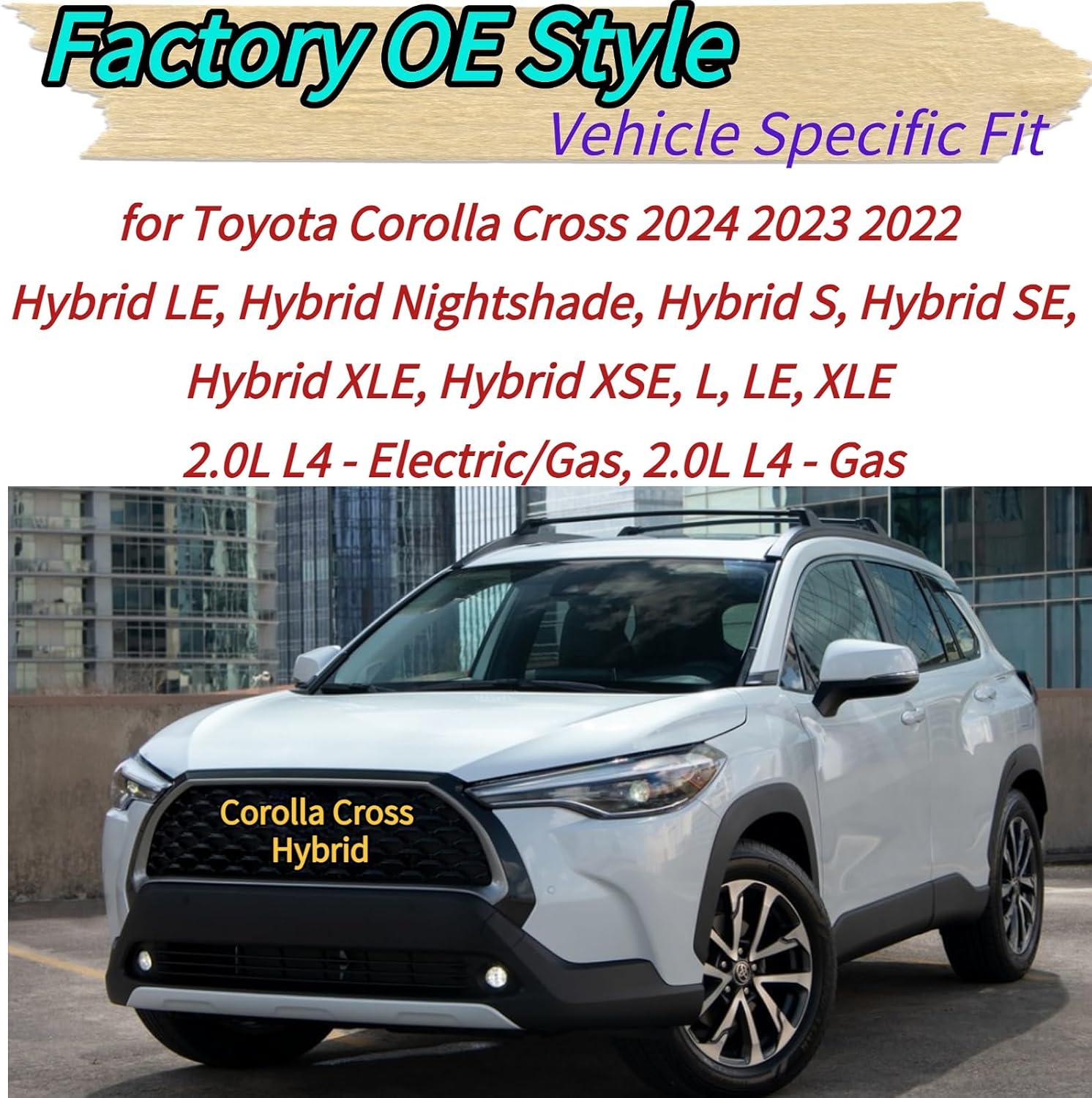 Rear Wiper Blade & Arm Replacement for Toyota Corolla Cross 2022 2023 2024 - OEM Fit for Hybrid LE Nightshade S SE XLE XSE L LE XLE Models - All-Season