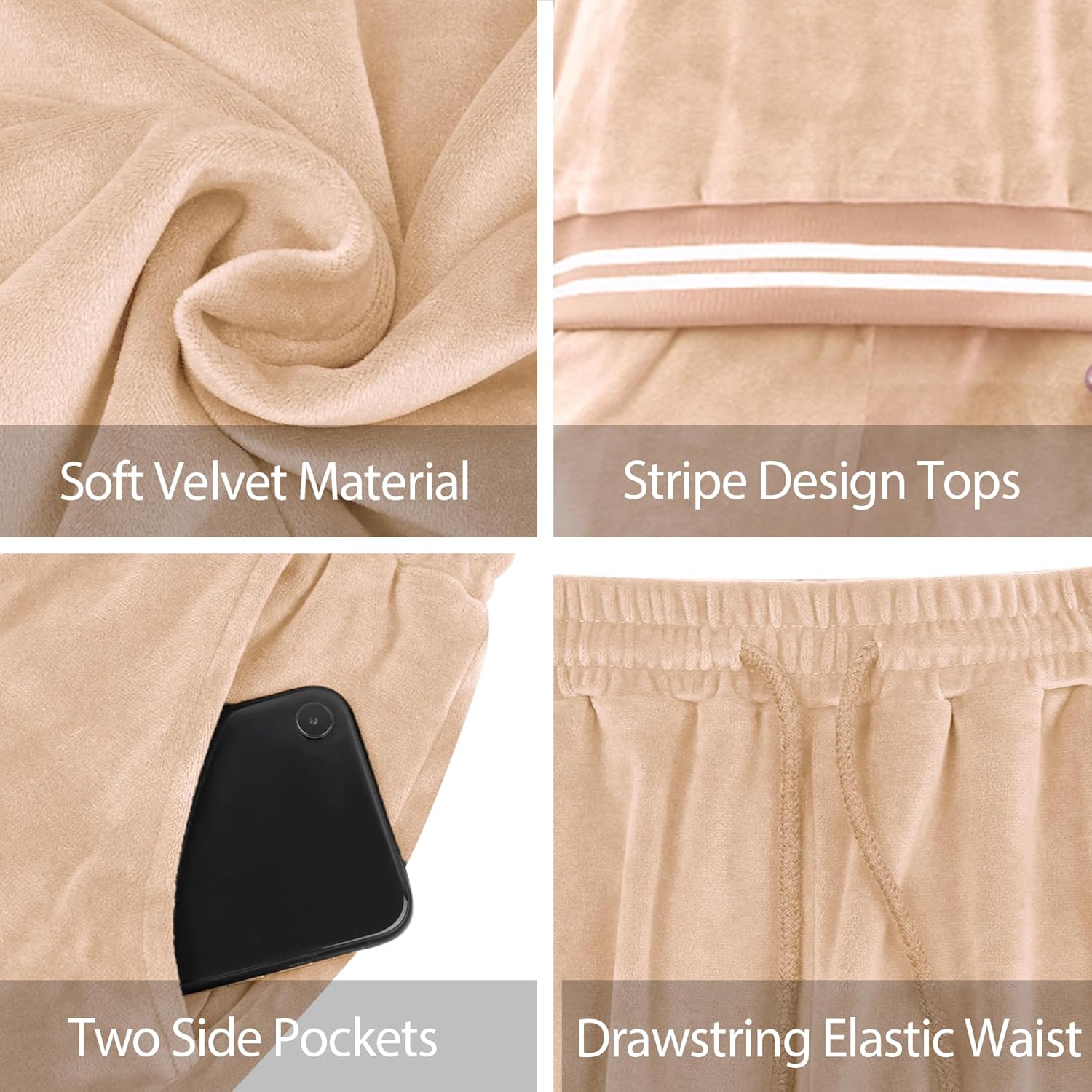 Totatuit Women's Sweatsuit Set Velour Long Sleeve and Pants Sport Sweat Suits 2 Piece Track Suits Outfits with Pocket S-XXL - Image 4