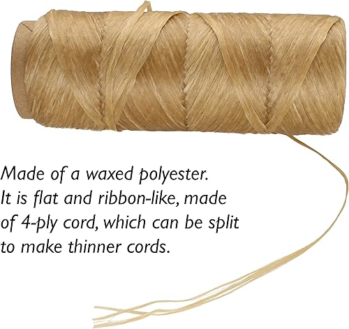 Miniatura 2 de The Beadsmith tendón artificial  Cordón de poliéster encerado  Color natural, 4 capas, carrete de 1 onza, 34 yardas100 pies  Hilo para cuentas,