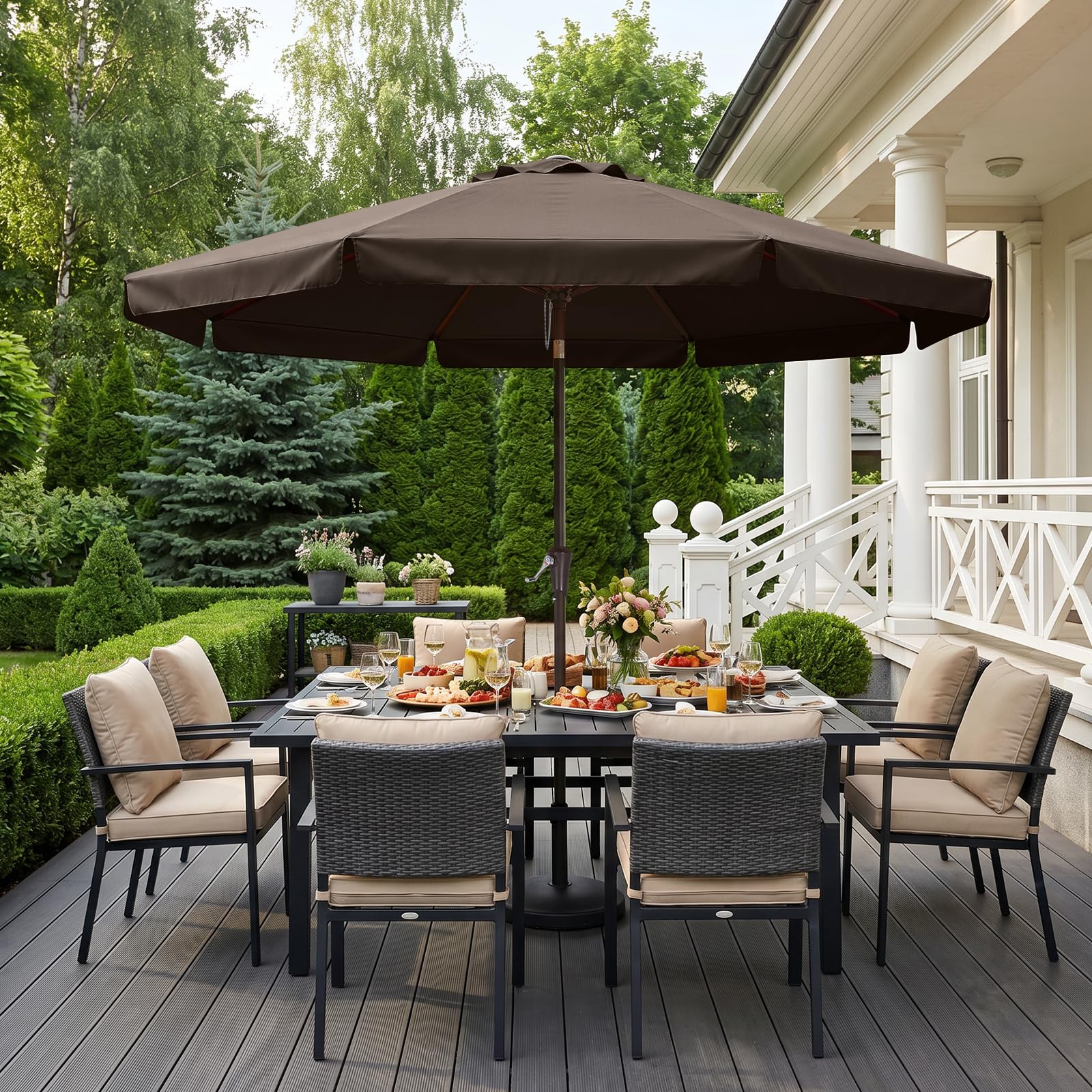 best fiberglass patio umbrella Amazon.com : ABCCANOPY 9ft Scalloped Patio Umbrella, Outdoor Table Umbrella  with Tilt and Crank, Fiberglass Ribs Deck Umbrella for Patio, Pool, Garden,  Picnic (Coffee) : Patio, Lawn & Garden