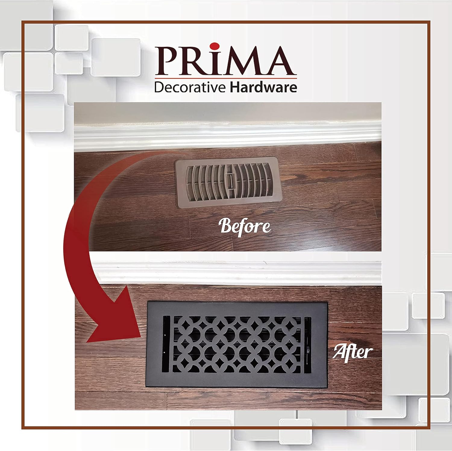 Prima Decorative - Cast Aluminum Floor Register 3″ X 10″ VR-100