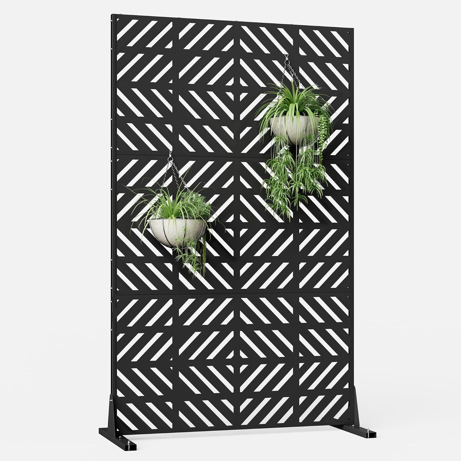 Metal Privacy Screen for Outdoor Freestanding Privacy Screens, 72" H x 44" W Decorative Fence Panels with Stand, Patio Metal Screens for Outside Outdoor Divider Deck Balcony Garden and Indoor