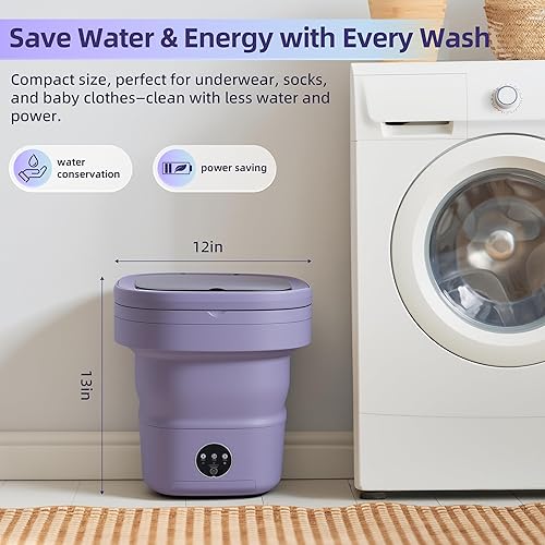 Miniatura 3 de Mini máquina de lavandería, lavadora portátil de 16 litros con cesta giratoria, lavadora portátil adecuada para ropa de bebé, ropa interior,