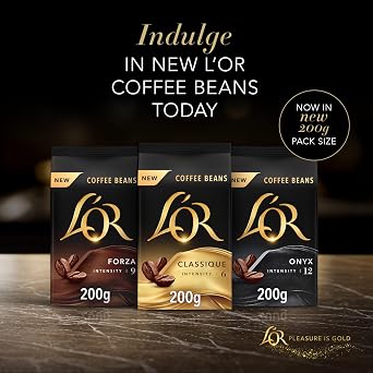 L'OR Onyx Coffee Beans 200g Intensity 12 (4 x 200g, 800g Total)