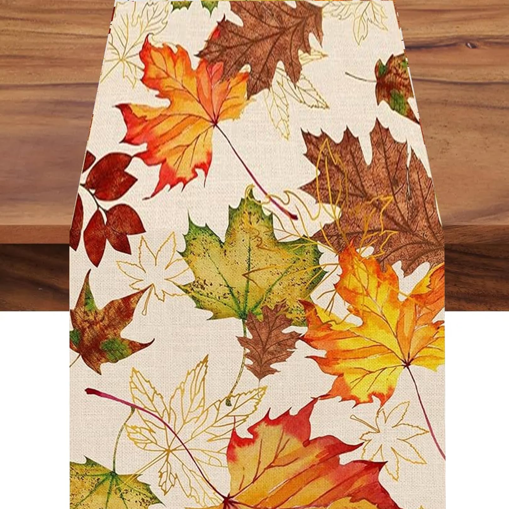 Keltra Orange Autumn Table Runner,Fall Thanksgiving Dining Table Cloth Maple Leaf Print Tablecloth Autumnal Centerpiece Decorations Fabric Home Decor,For Harvest Birthday Kitchen Placemats Festival Supplies