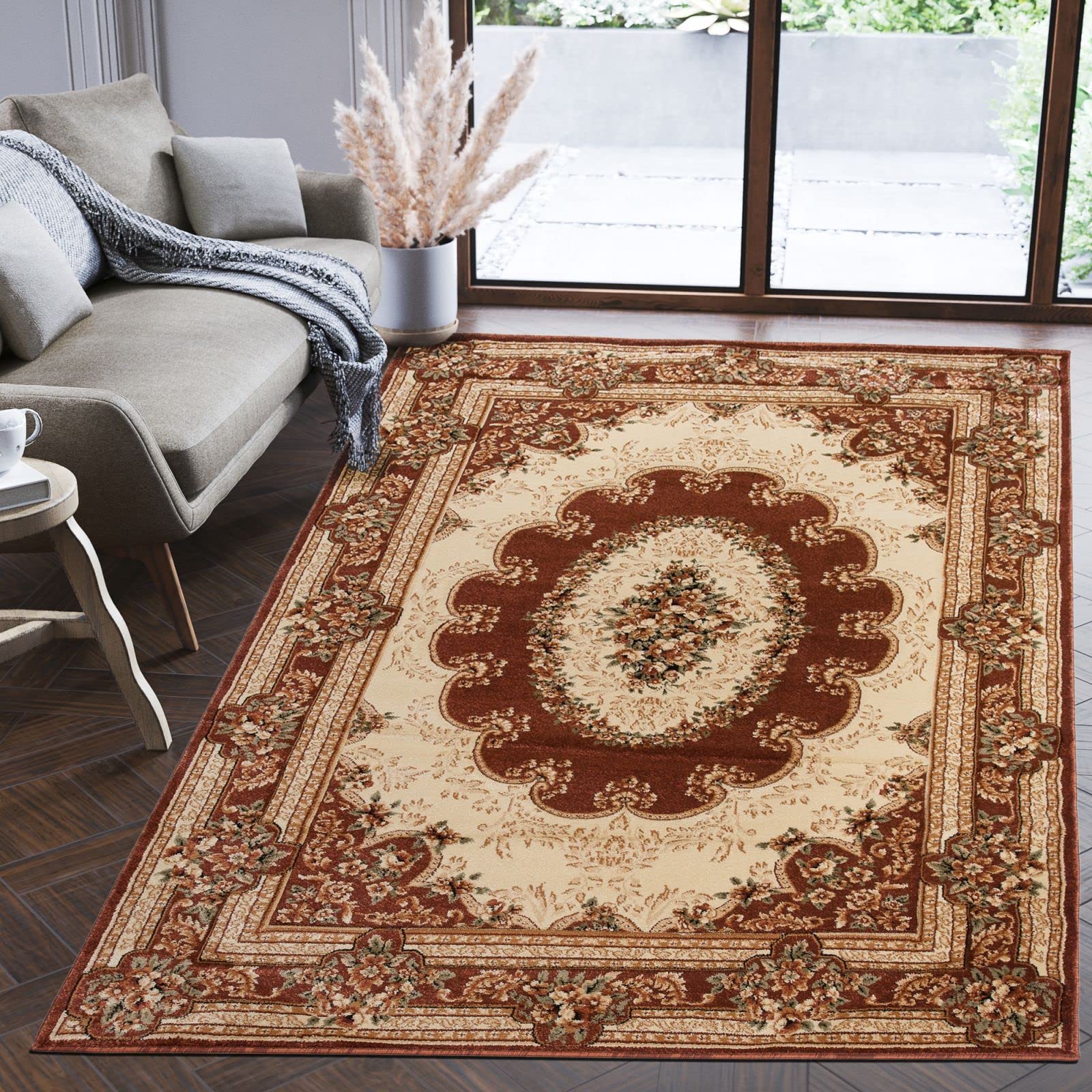 Mazovia Tappeto Salotto Moderno Pelo Corto - Tappeti Moderni Soggiorno - Tappeti Camera da Letto - Tappeti Salotto Grandi Dimesnioni - Motivo Orientale - Marrone - 120x170 cm