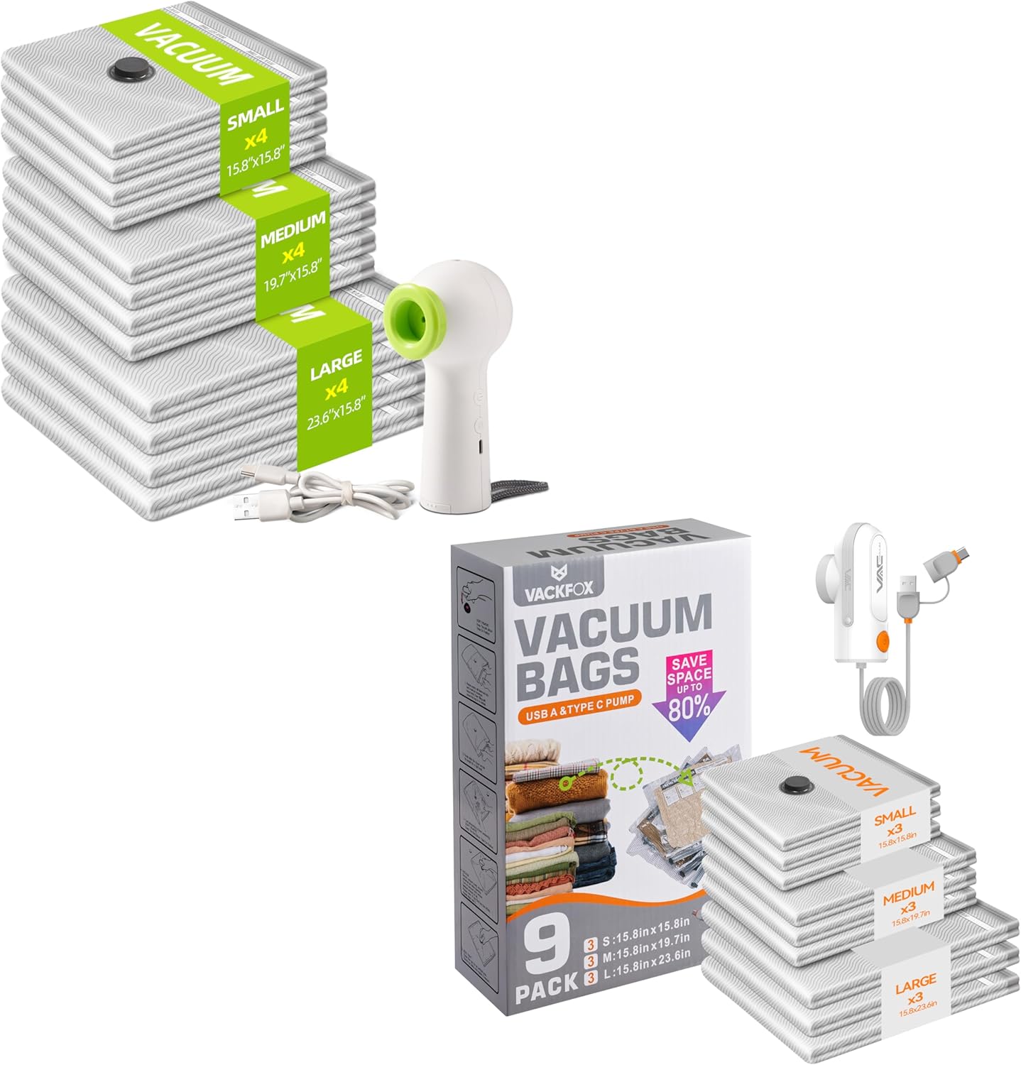 Travel Vacuum Storage Bags with Pump,Space Saver for Clothes and Clothing Travel