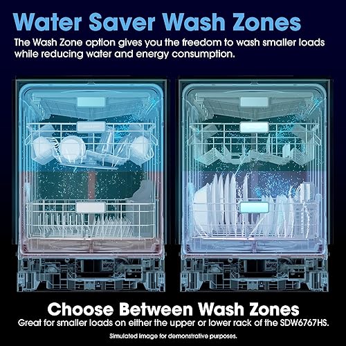 Miniatura 6 de Lavadora inteligente SHARP SDW6767HS. Funciona con Alexa. Incluye luces LED interiores, interior de acero inoxidable, secado con calor y asistencia
