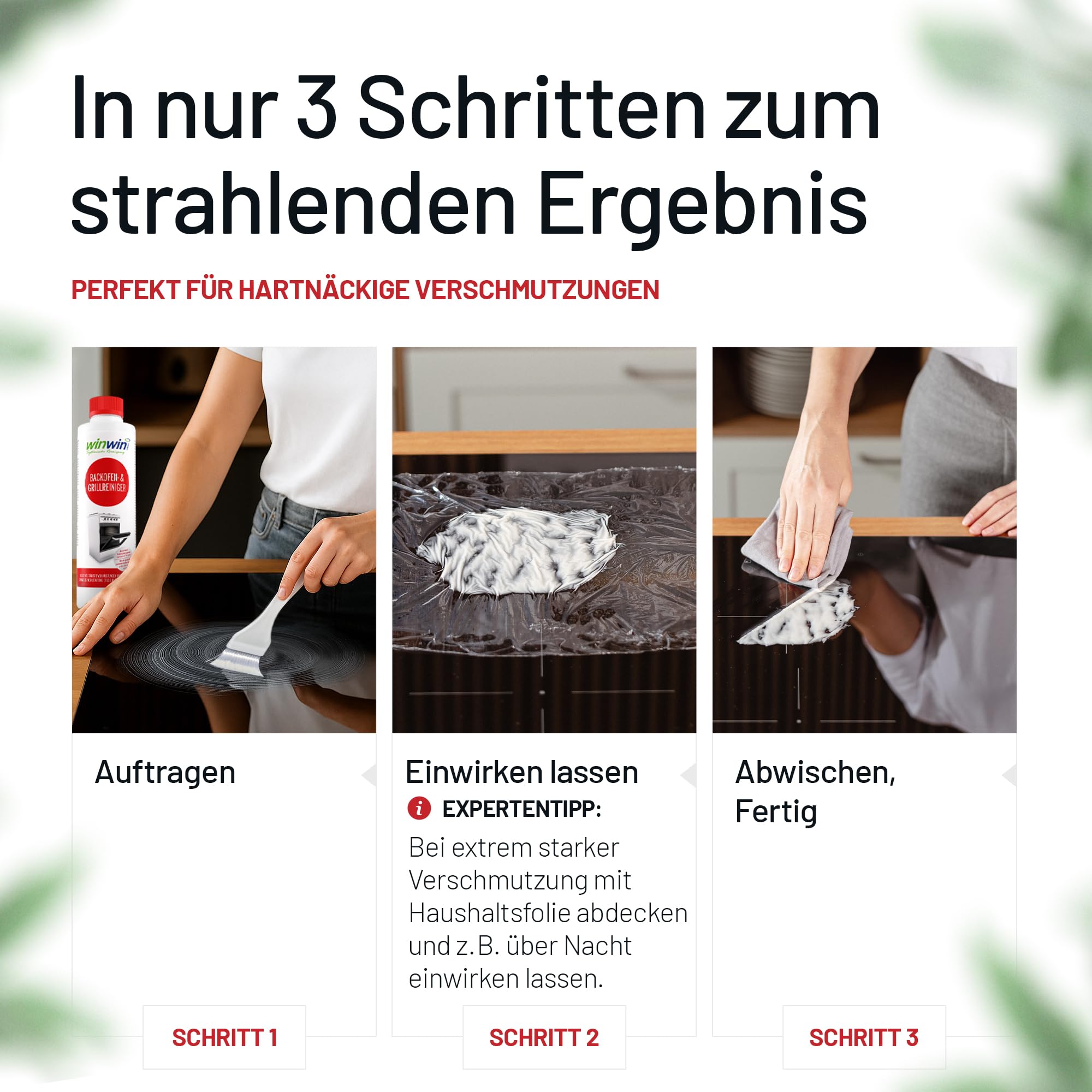 winwinCLEAN® Backofenreiniger & Grillreiniger mit Pinsel [Testsieger Stiftung Warentest] Starker Intensivreiniger & Fettlöser für hartnäckige Ablagerungen I Backofen, Gasgrill, Ceranfeld – 0,5L