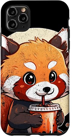 iPhone 11 Pro Max red panda Boba Tea Bubble kawaii Anime cute neko japanese Case
