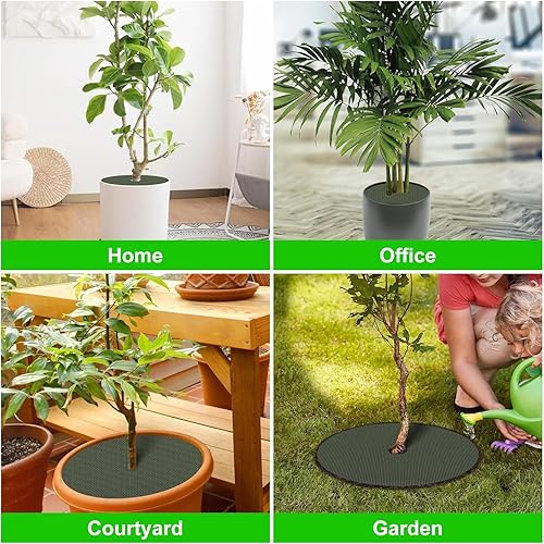 Miniatura 2 de EnonGarden Anillo de mantillo de árbol, tela de barrera de malezas para paisaje, tapetes redondos no tejidos de 20.5 pulgadas, tapete protector de