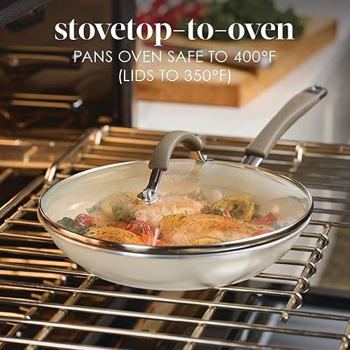 Miniatura 4 de Rachael Ray Cucina Juego de Utensilios de Cocina de Cerámica - 13 Piezas - Juego de Ollas y Sartenes de Cerámica con Sartenes Antiadherentes, Sartén