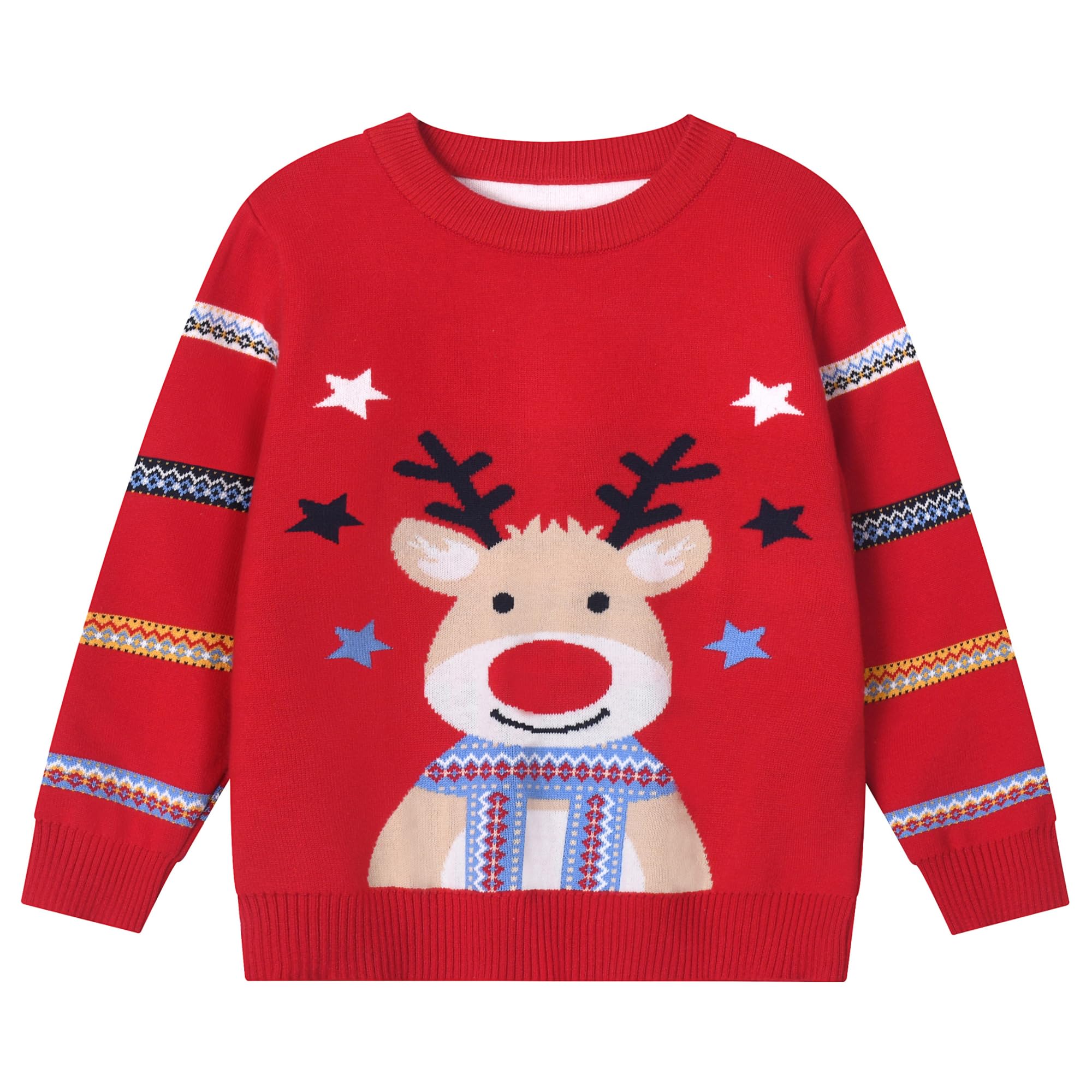 Jersey Navideño Niños Suéter de Punto Cuello Redondo Unisex 2-6 Años