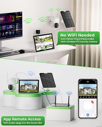 Miniatura 3 de CAMCAMP Solar Security Cameras Wireless Outdoor with 10" Monitor, 10CH NVR 2K Solar Home Security Camera System with 360 Color Night Vision,2-Way