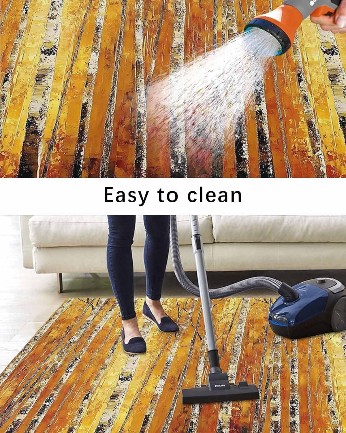 Fall Outdoor Patio Rugs Thanksgiving Orange Trees Outdoor Area Rug Autumn Leaf Forest Non-Slip Backyard/Camping RV Rug/Deck/Porch Rug Front Door Floor Mat Carpet Autumn Decor, 4x6ft