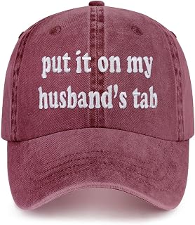Put It on My Husbands Tab Hat, Funny Vintage Trucker Hats Adjustable Cap for Men Women Classic Baseball Caps